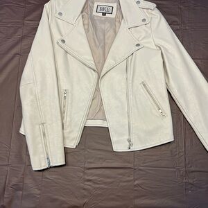 BKE Women's Off-White Leather Jacket